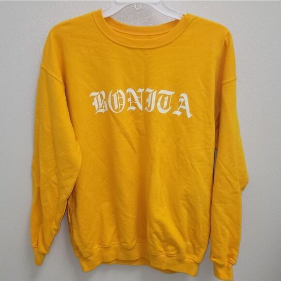 VIVA LA Bonita Crewneck Sweatshirt Yellow Large 100 Cotton - Picture 1 of 3